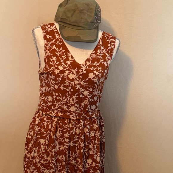 Cynthia Rowley Brown Floral Midi Dress - Picture 1 of 8